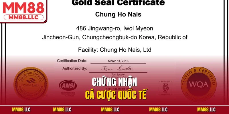 Chứng nhận cá cược quốc tế